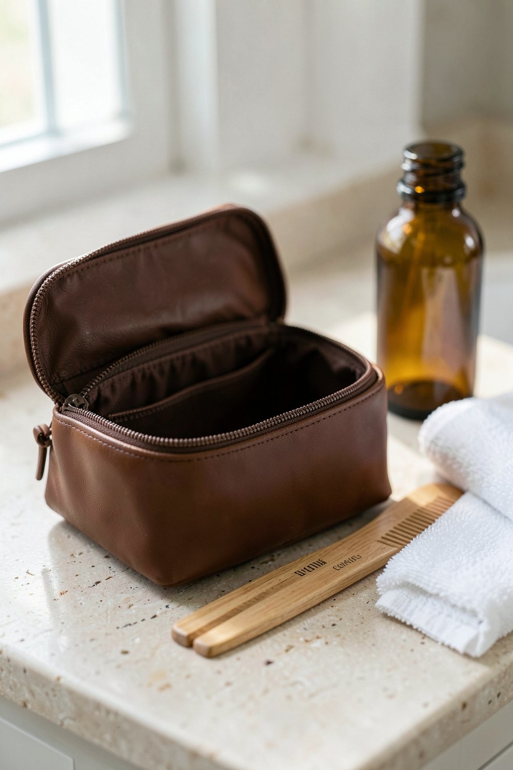 Leather toiletry bag