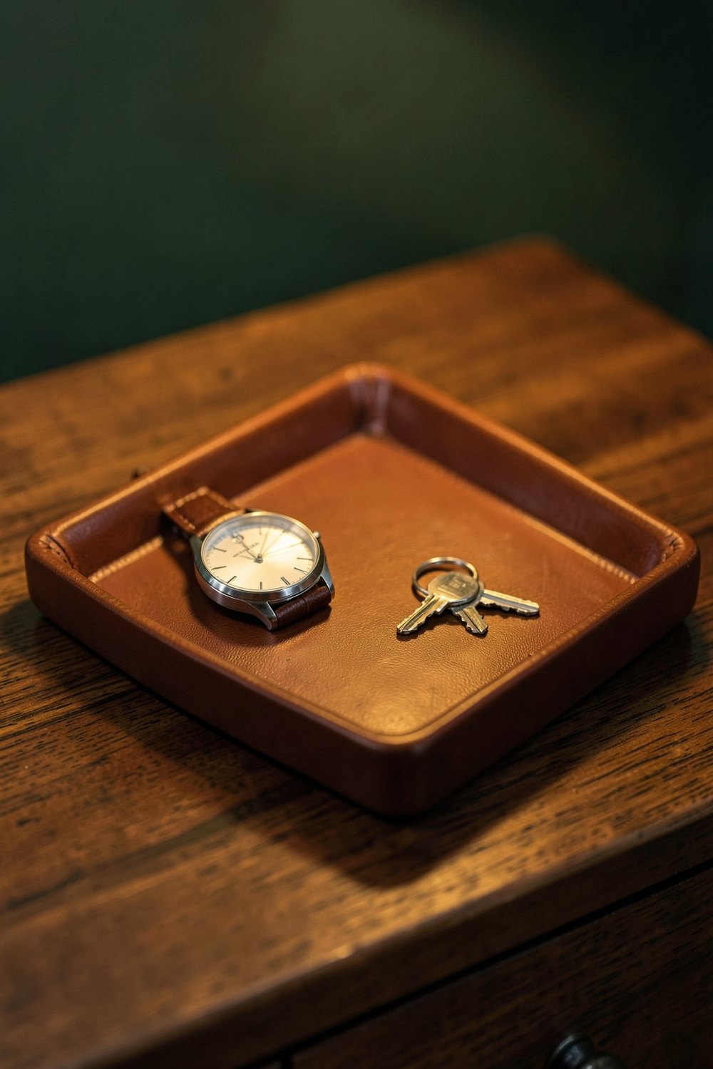Leather valet tray