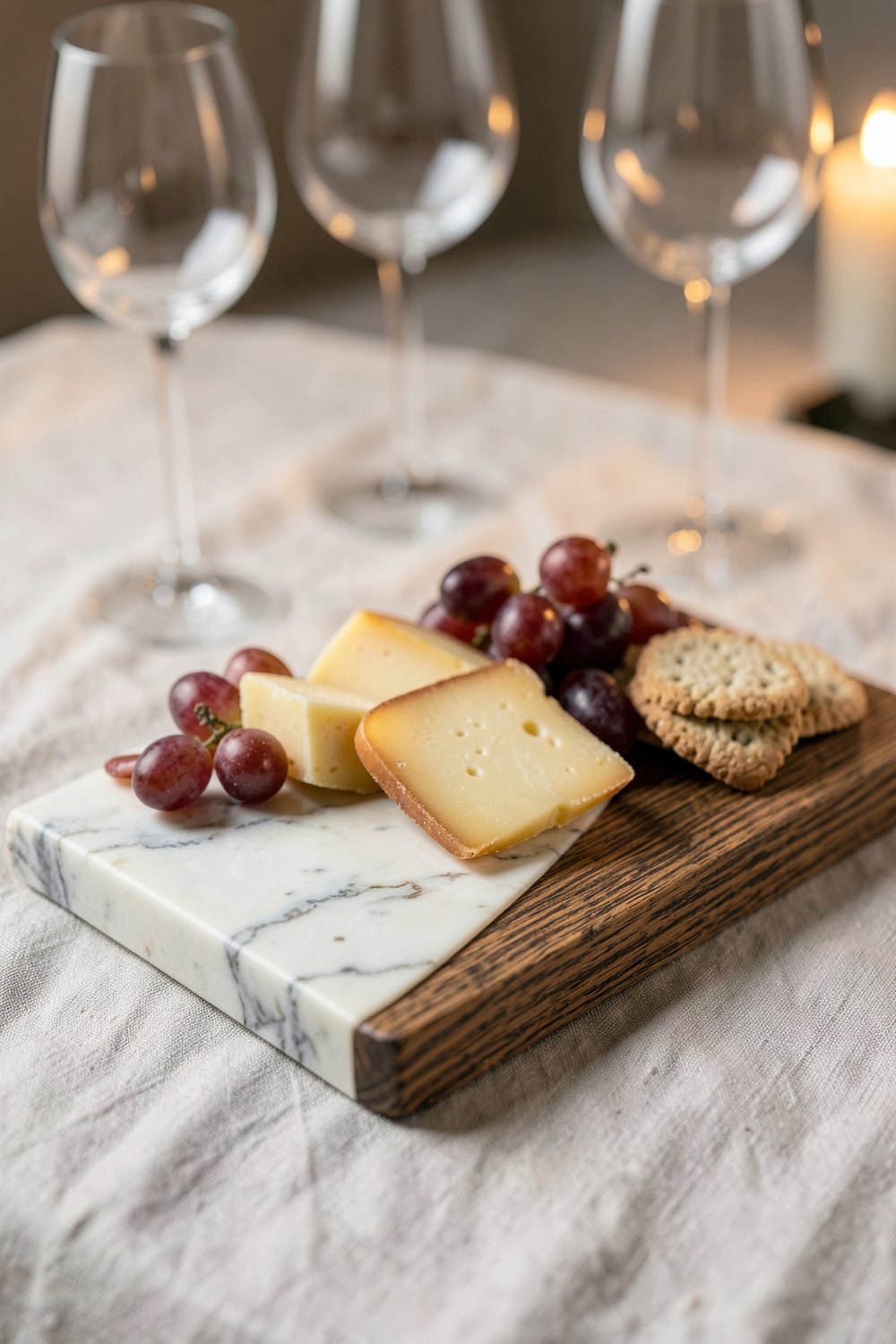 Marble and wood cheese board