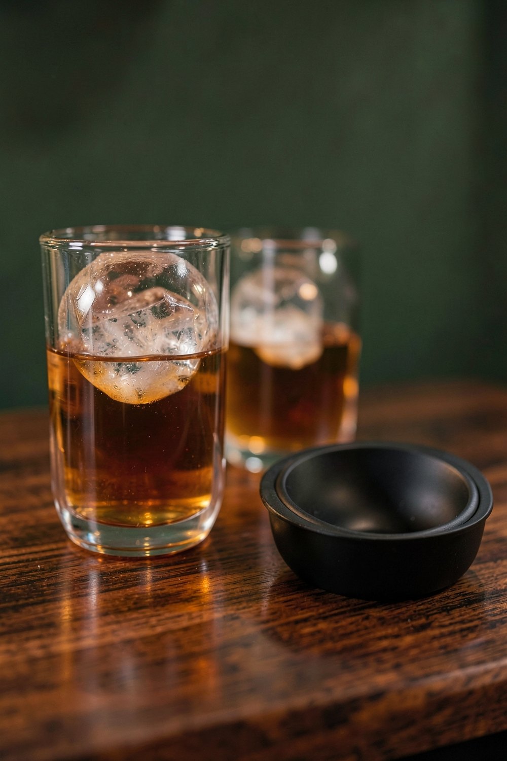 Rocks glasses with ice sphere molds