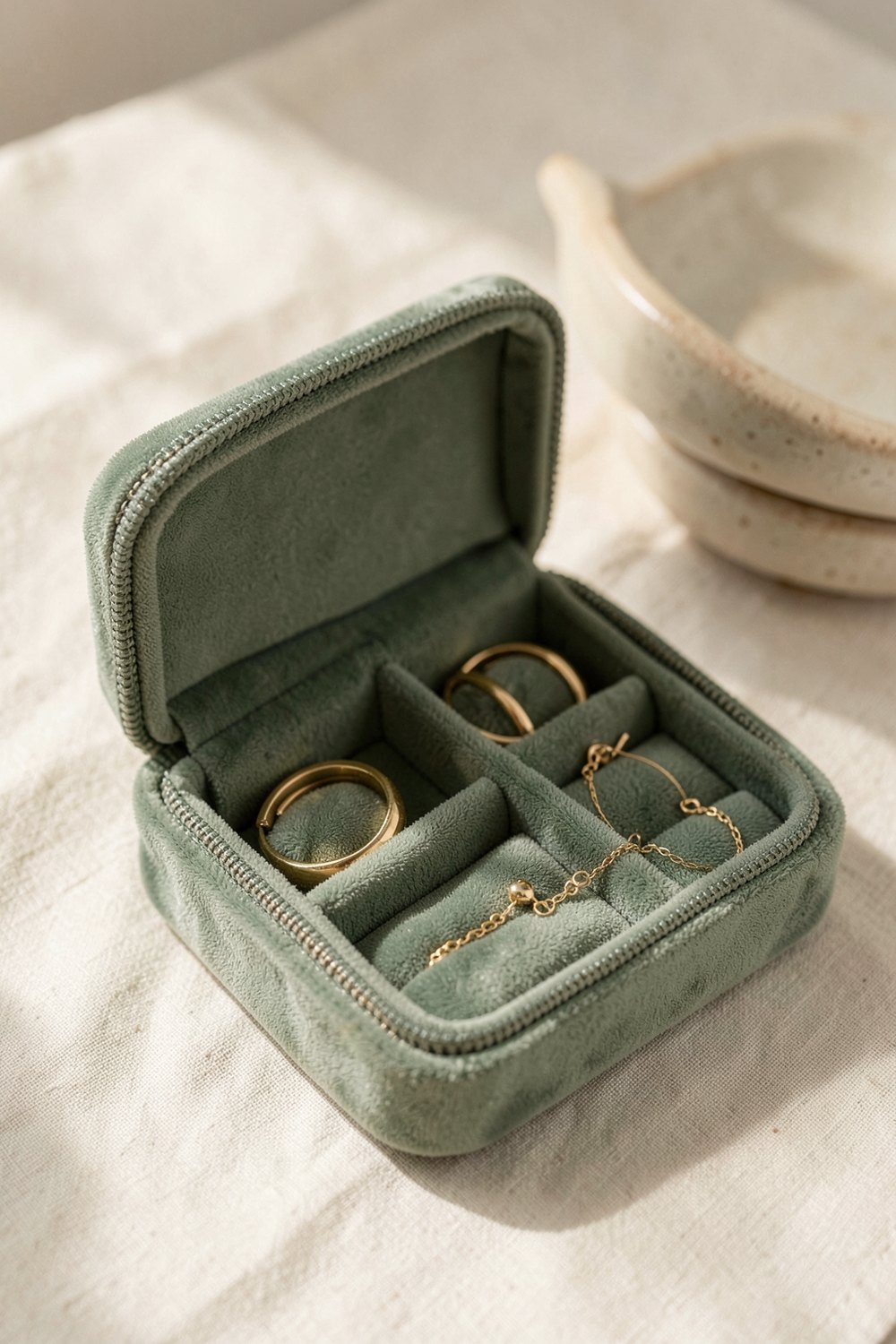 Velvet travel jewelry case