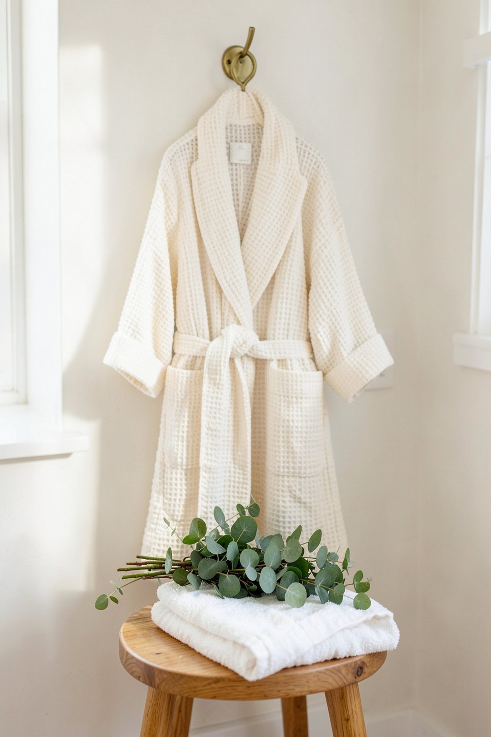 Waffle knit robe