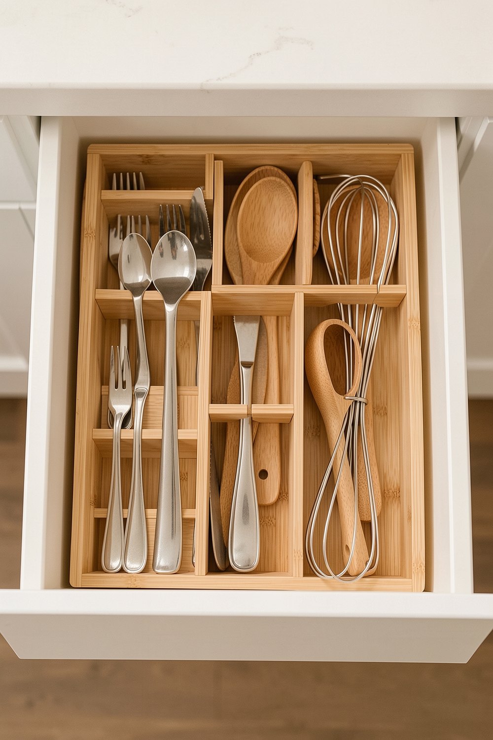 Bamboo drawer organizer