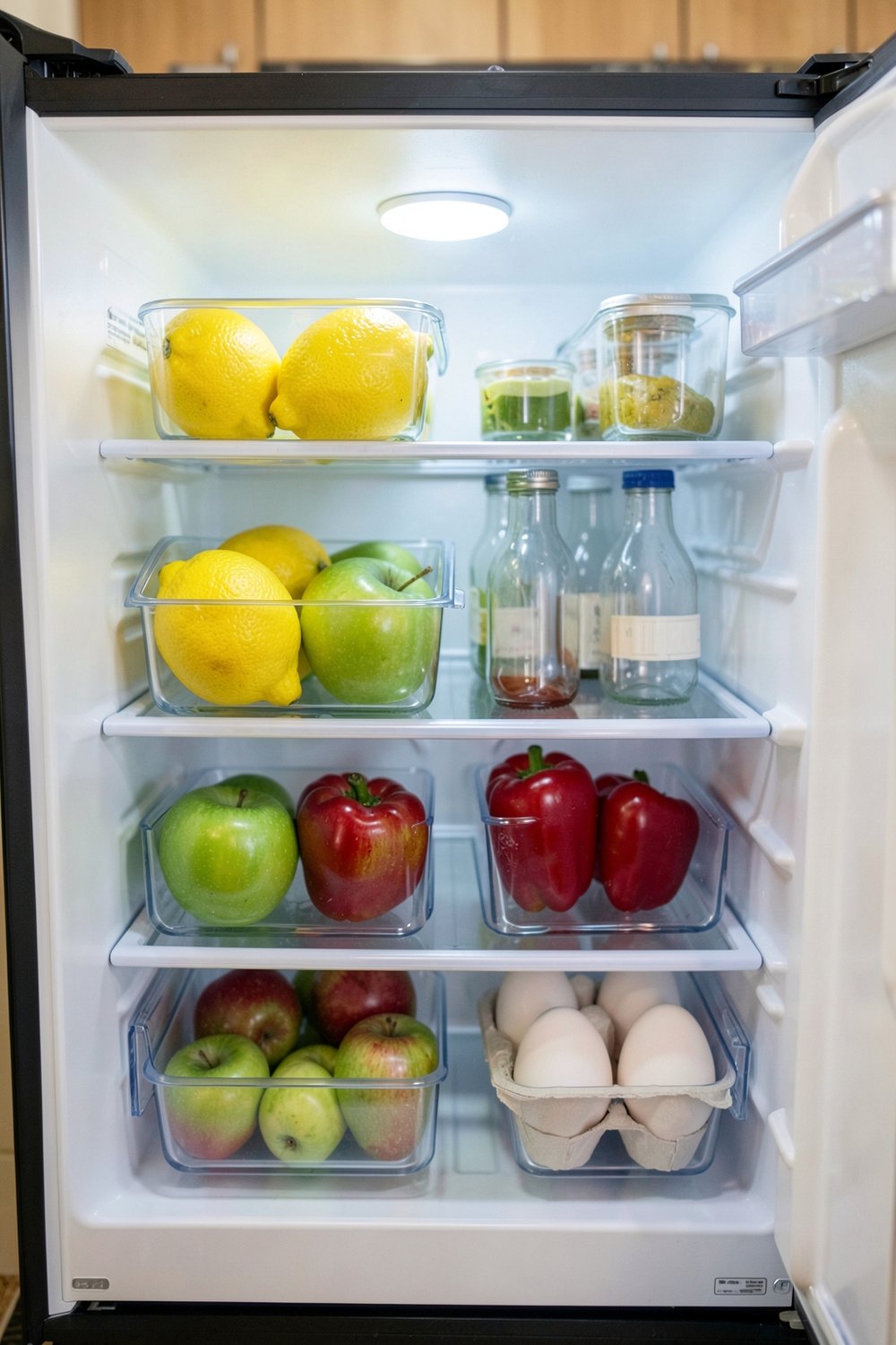 Clear fridge bins