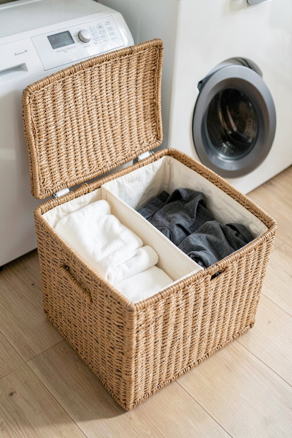 Divided laundry hamper